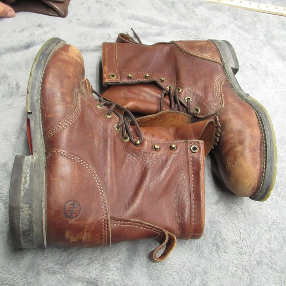 Double H Boots Men? 8.5D Brown Leather Work Kiltie Steel Toe Waterproof RARE VTG main image 14
